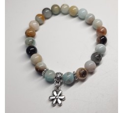 Bracelet Amazonite, breloque fleur