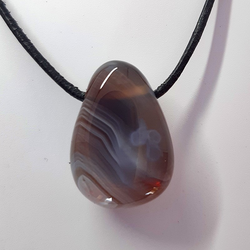 Pendentif Agate du Botswana, pierre percée.