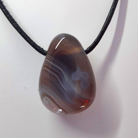 Pendentif Agate du Botswana, pierre percée.