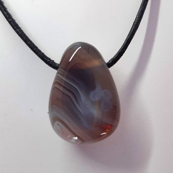 Pendentif Agate du Botswana, pierre percée.