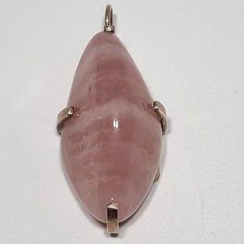 Pendentif Quartz rose, pierre naturelle, argent 925.