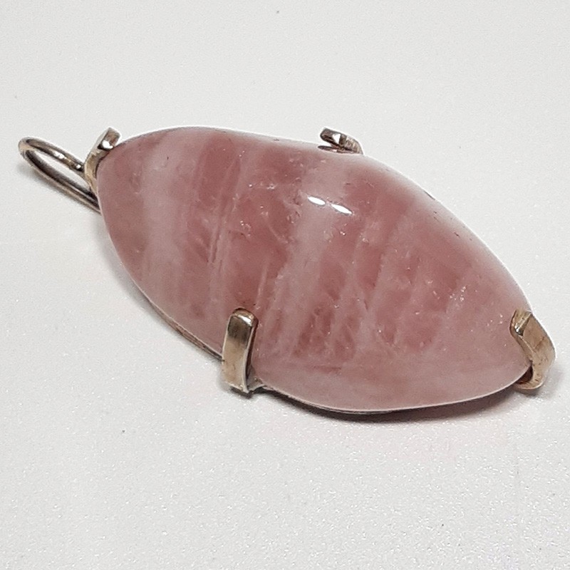 Pendentif Quartz rose, pierre naturelle, argent 925.