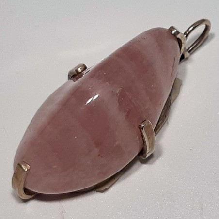 Pendentif Quartz rose, pierre naturelle, argent 925.