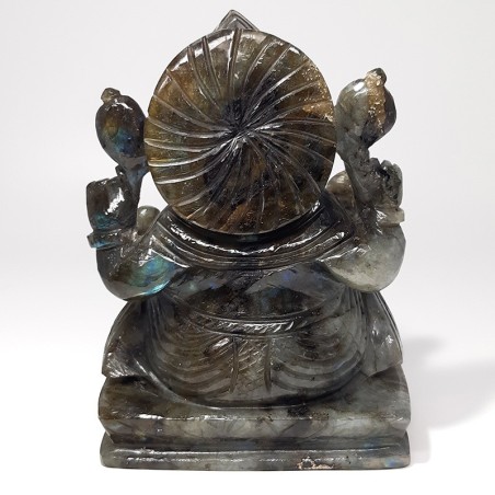 Ganesh, divinité hindoue à tête d'éléphant, en Labradorite verte