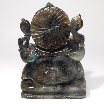 Ganesh, divinité hindoue à tête d'éléphant, en Labradorite verte