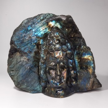 Tête Bouddha relief en Labradorite