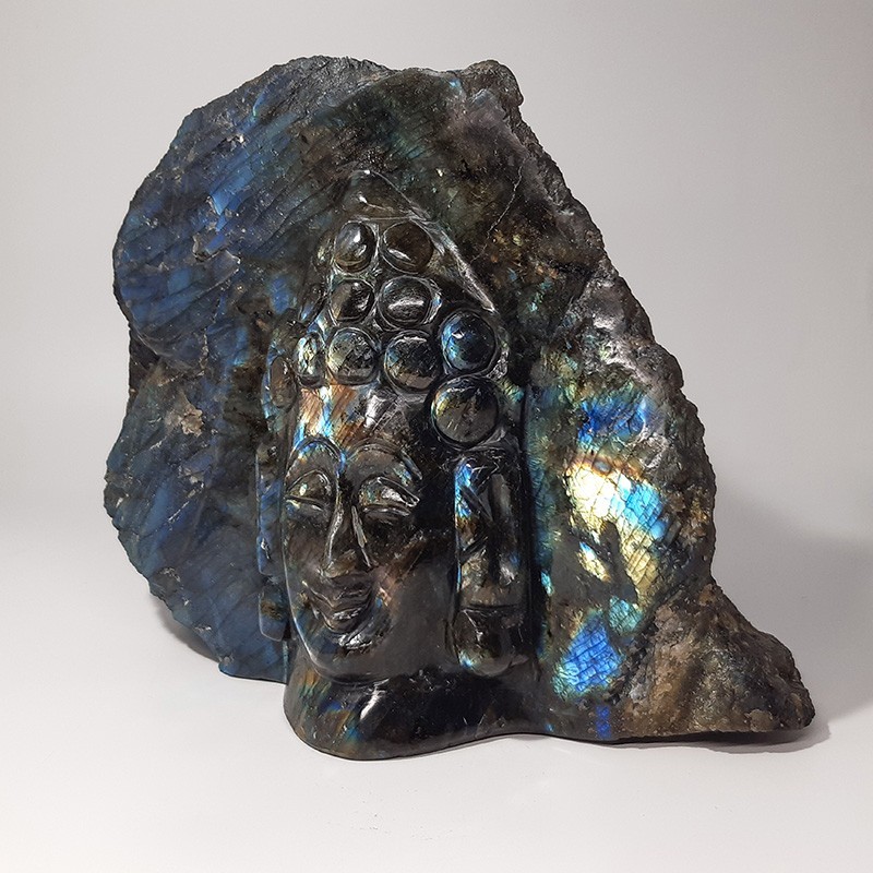 Tête Bouddha relief en Labradorite