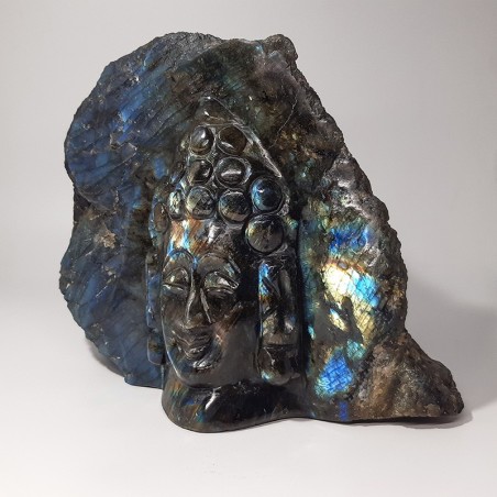 Tête Bouddha relief en Labradorite