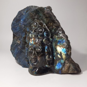 Tête Bouddha relief en Labradorite