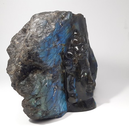 Tête Bouddha relief en Labradorite