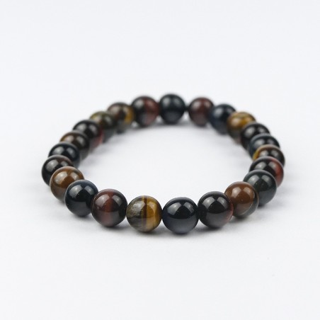 Bracelet en pierres naturelles Œil de Tigre, Œil de Taureau et Œil de Faucon.