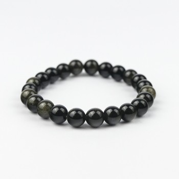Bracelet Obsidienne dorée