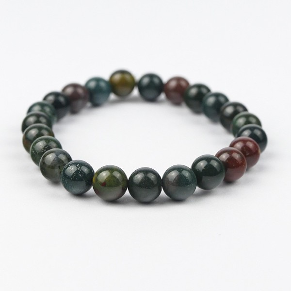 Bracelet en pierres naturelles Jaspe sanguin ou Héliotrope.