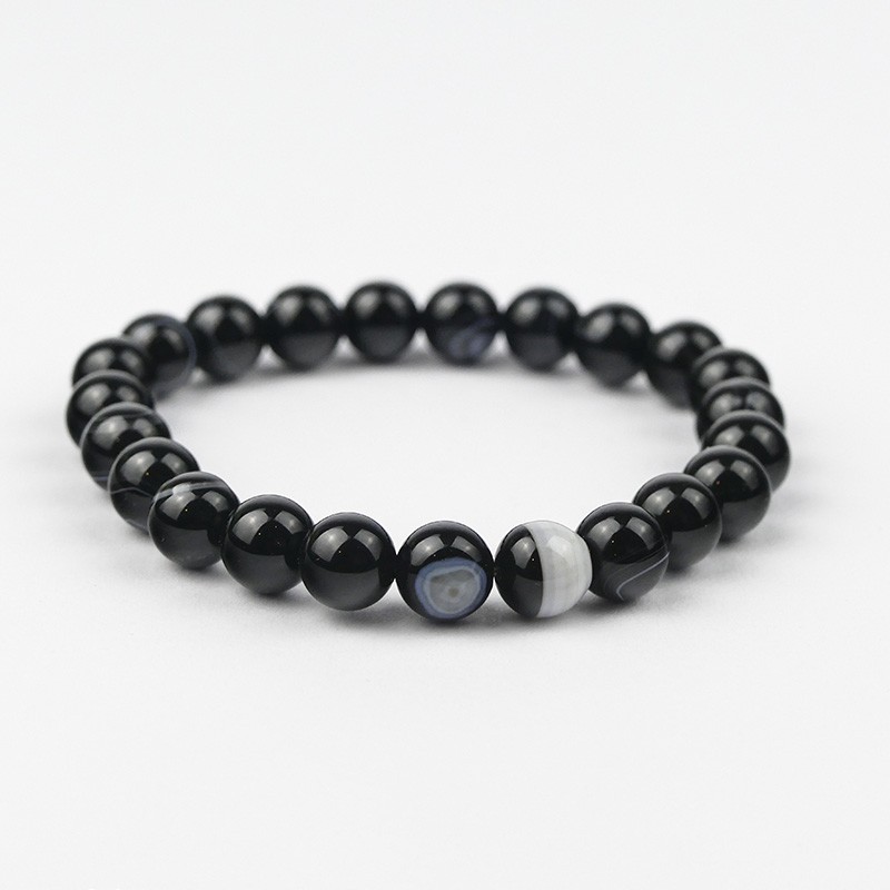 Bracelet Agate du Botswana noire