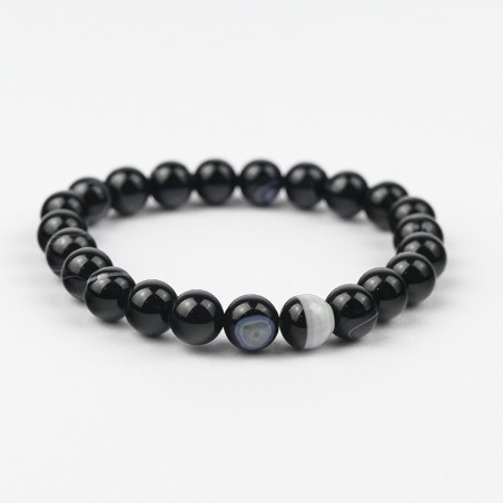 Bracelet Agate du Botswana noire