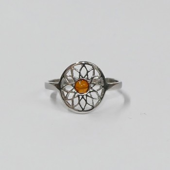 Bague Fleur de Vie avec Ambre Cognac