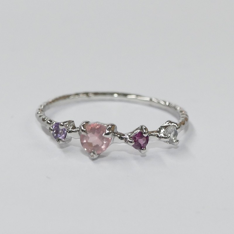 Bague 4 pierres et argent rhodié