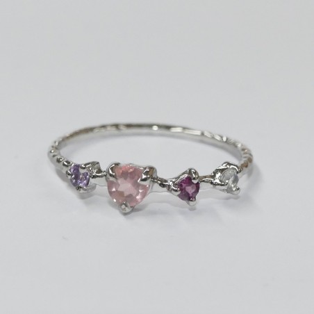 Bague 4 pierres et argent rhodié
