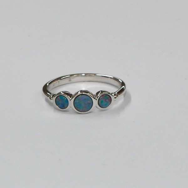 Bague  Opale bleue et Argent rhodié