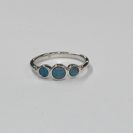 Bague  Opale bleue et Argent rhodié