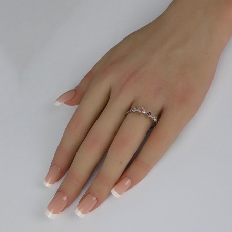 Bague 4 pierres et argent rhodié