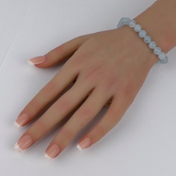 Bracelet en pierres naturelles Aigue-marine .