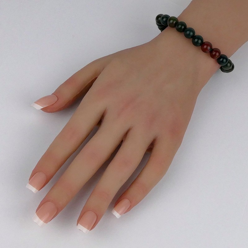 Bracelet en pierres naturelles Jaspe sanguin ou Héliotrope.