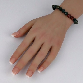 Bracelet en pierres naturelles Jaspe sanguin ou Héliotrope.