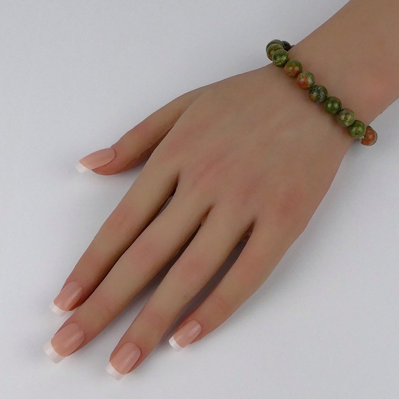 Bracelet en pierres naturelles Jaspe unakite.