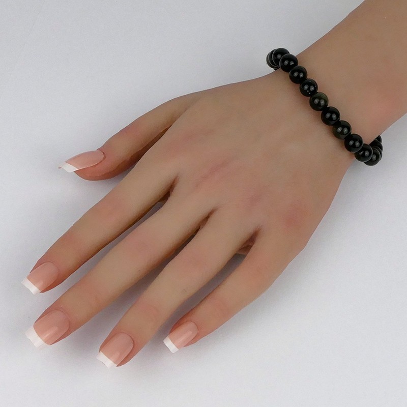 Bracelet Obsidienne dorée