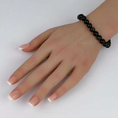 Bracelet Obsidienne dorée