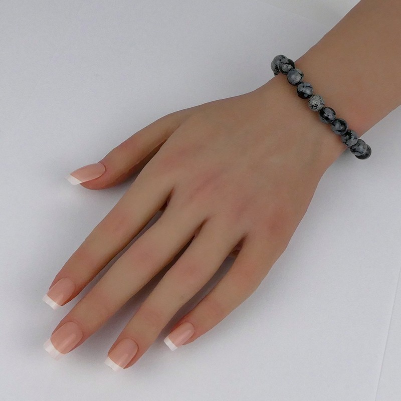 Bracelet Obsidienne flocons de neige