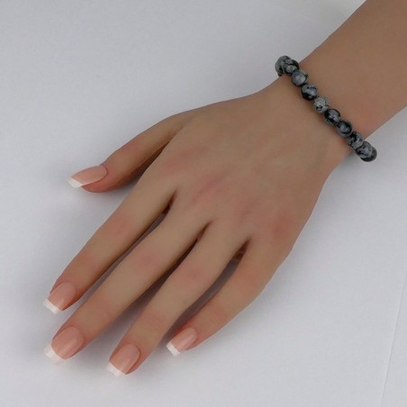 Bracelet Obsidienne flocons de neige