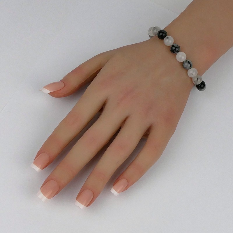 Bracelet en pierres naturelles Quartz-Tourmaline.