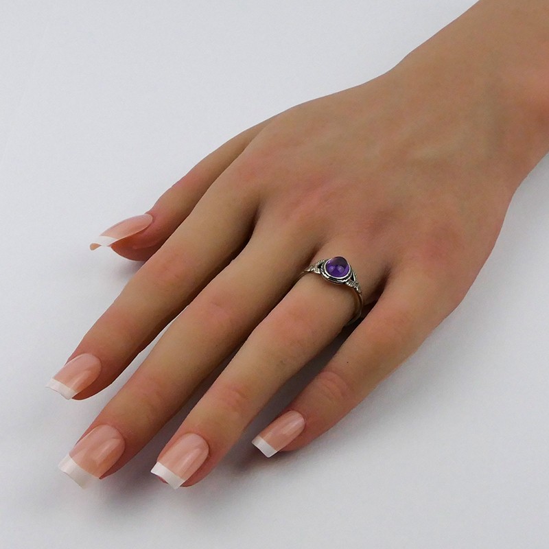 Bague Améthyste ovale, Argent 925 vieilli