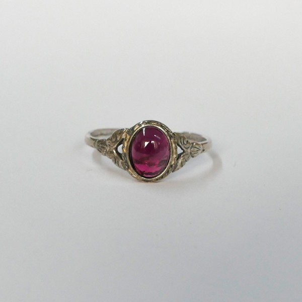 Bague Grenat ovale, Argent 925 vieilli