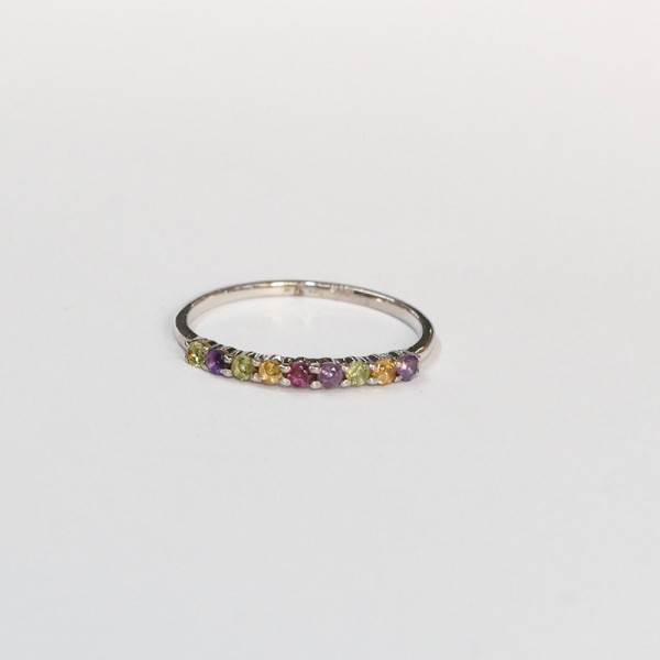 Bague multicolore multi pierres, Argent 925 rhodié