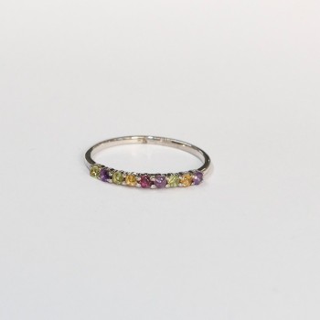Bague multicolore multi pierres, Argent 925 rhodié