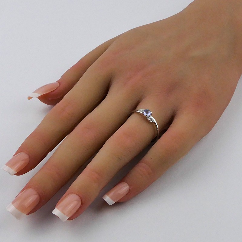 Bague Tanzanite  bleue, Argent 925 rhodié