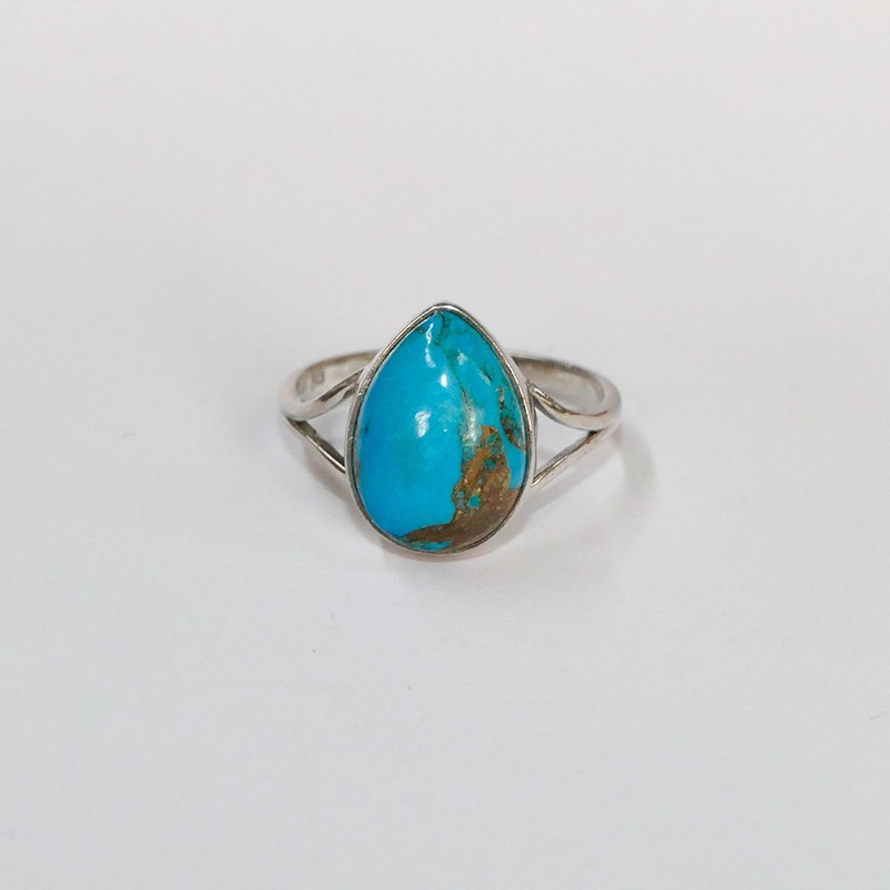 Bague Turquoise reconstituée, Argent 925 rhodié