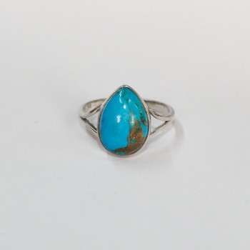 Bague Turquoise reconstituée, Argent 925 rhodié