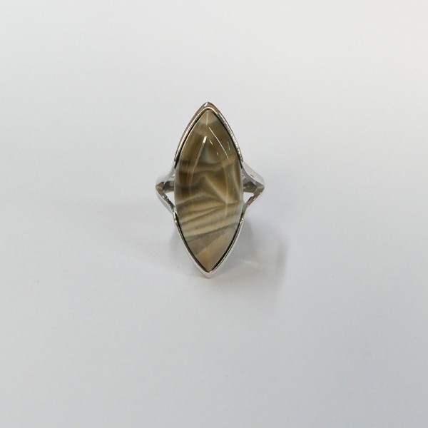 Bague Silex rayé navette, Argent 925 rhodié