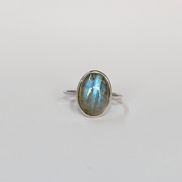 Bague Labradorite ovale, Argent 925 rhodié