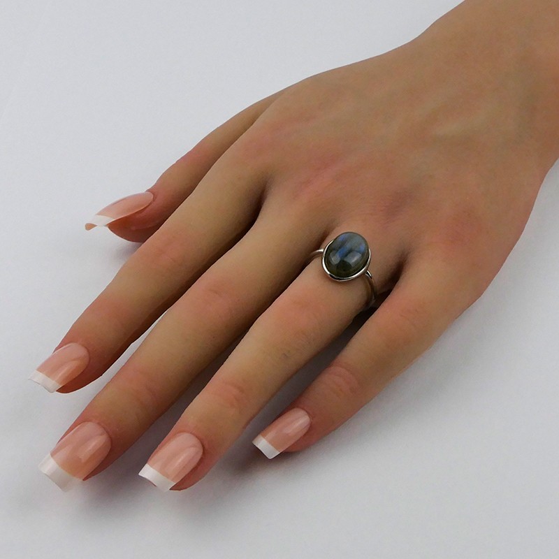 Bague Labradorite ovale, Argent 925 rhodié