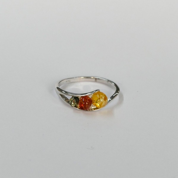 Bague Ambre multicolore argent 925