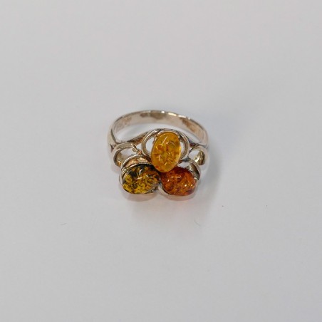 Bague Ambre multicolore Argent 925 rhodié
