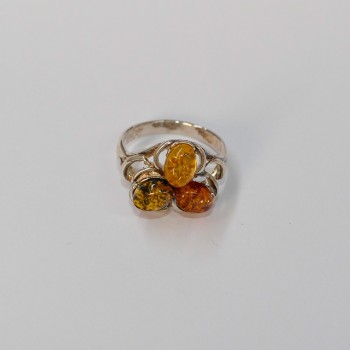 Bague Ambre multicolore Argent 925 rhodié