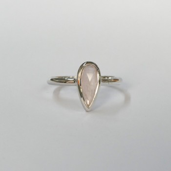 Bague Quartz rose facetté, Argent 925 rhodié