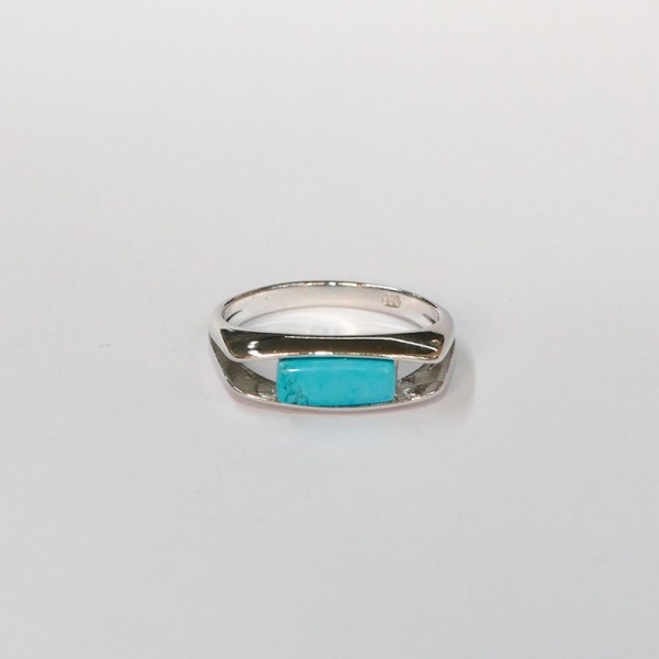 Bague Turquoise reconstituée, Argent 925 rhodié
