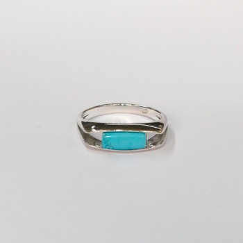 Bague Turquoise reconstituée, Argent 925 rhodié
